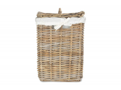 Basket, SMALL SQUARE RATTAN LAUNDRY HAMPER BASKET