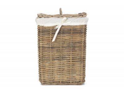 Basket, LARGE SQUARE RATTAN LAUNDRY HAMPER BASKET