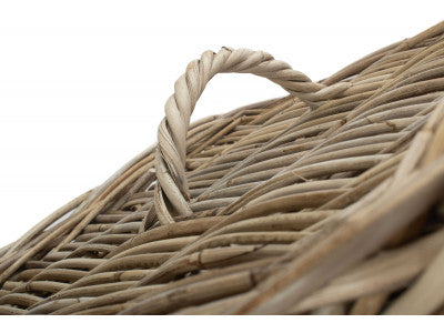 Basket, LARGE SQUARE RATTAN LAUNDRY HAMPER BASKET