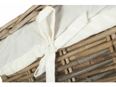 Basket, LARGE SQUARE RATTAN LAUNDRY HAMPER BASKET