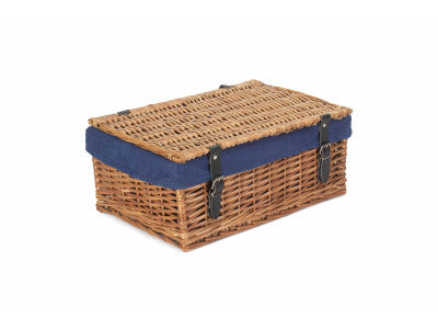 "Basket, 18" LARGE PACKAGING HAMPER with NAVY BLUE LINING"