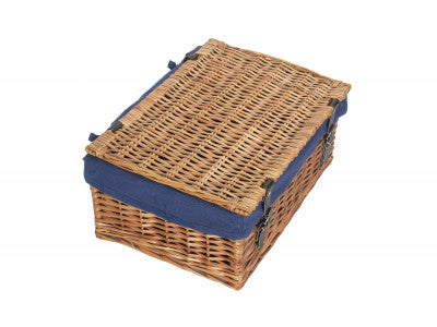 "Basket, 18" LARGE PACKAGING HAMPER with NAVY BLUE LINING"