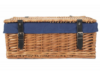 "Basket, 18" LARGE PACKAGING HAMPER with NAVY BLUE LINING"
