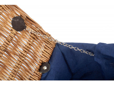 "Basket, 14" DOUBLE STEAMED HAMPER with NAVY BLUE LINING"