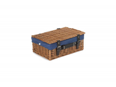 "Basket, 14" DOUBLE STEAMED HAMPER with NAVY BLUE LINING"