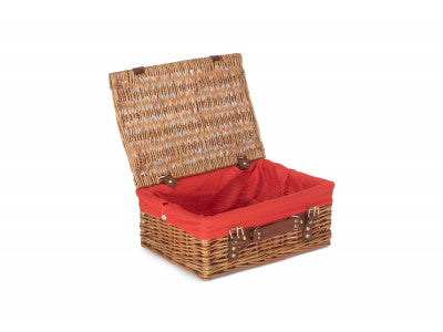 "Basket, 14" LIGHT STEAMED HAMPER with RED LINING"