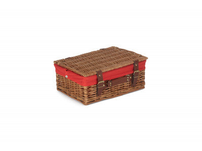 "Basket, 14" LIGHT STEAMED HAMPER with RED LINING"