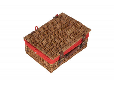 "Basket, 14" LIGHT STEAMED HAMPER with RED LINING"