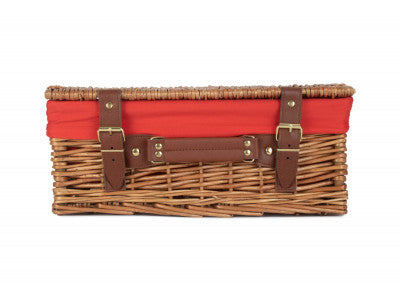 "Basket, 14" LIGHT STEAMED HAMPER with RED LINING"
