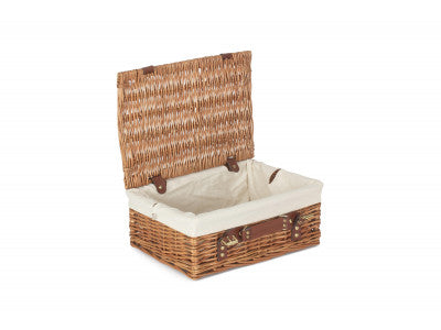 "Basket, 14" LIGHT STEAMED HAMPER with WHITE LINING"