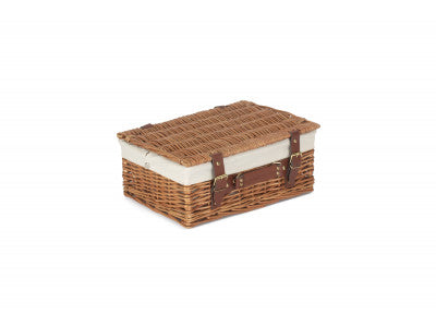 "Basket, 14" LIGHT STEAMED HAMPER with WHITE LINING"