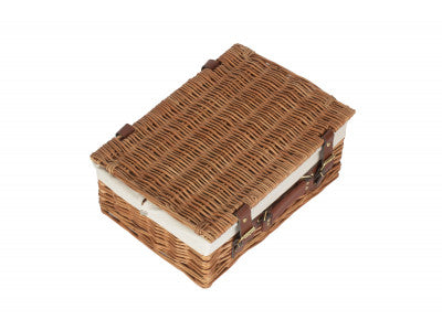 "Basket, 14" LIGHT STEAMED HAMPER with WHITE LINING"