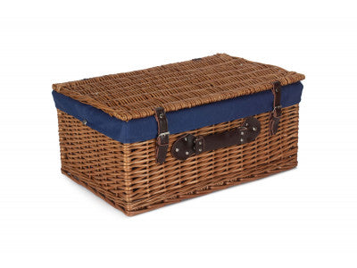 "Basket, 22" DOUBLE STEAMED HAMPER with NAVY BLUE LINING"