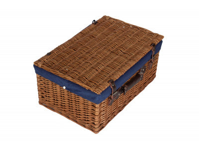 "Basket, 22" DOUBLE STEAMED HAMPER with NAVY BLUE LINING"