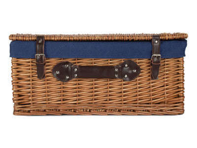"Basket, 22" DOUBLE STEAMED HAMPER with NAVY BLUE LINING"