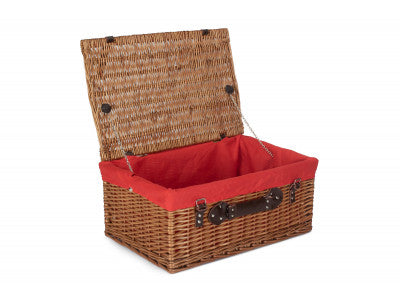 "Basket, 22" DOUBLE STEAMED HAMPER with RED LINING"