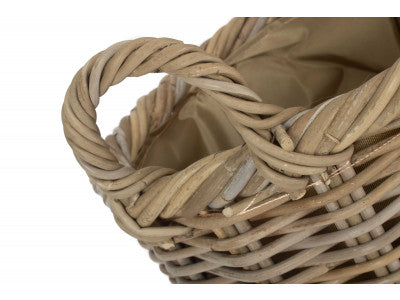 Basket, SIZE 1 OVAL RATTAN STORAGE BASKET with CORDURA LINING