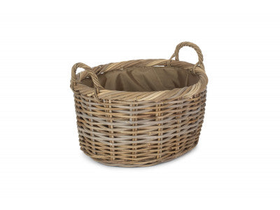 Basket, SIZE 2 OVAL RATTAN STORAGE BASKET with CORDURA LINING