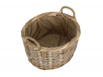 Basket, SIZE 2 OVAL RATTAN STORAGE BASKET with CORDURA LINING