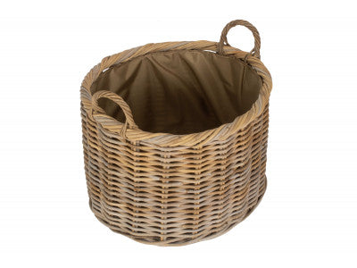 Basket, SIZE 3 OVAL RATTAN STORAGE/LOG BASKET with CORDURA LINING