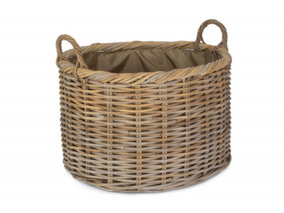 Basket, SIZE 3 OVAL RATTAN STORAGE/LOG BASKET with CORDURA LINING