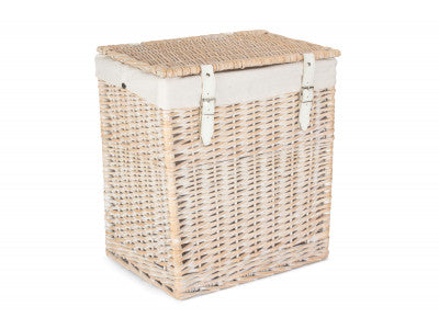 Basket, SIZE 1 - BOUTIQUE WHITE WASH STORAGE LAUNDRY HAMPER with LINING