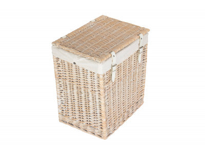 Basket, SIZE 1 - BOUTIQUE WHITE WASH STORAGE LAUNDRY HAMPER with LINING