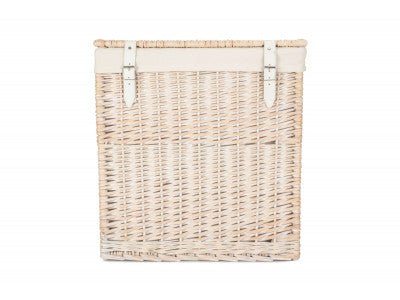 Basket, SIZE 2 - BOUTIQUE WHITE WASH STORAGE LAUNDRY HAMPER with LINING