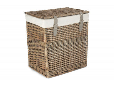 Basket, SIZE 1 - BOUTIQUE ANTIQUE WASH STORAGE LAUNDRY HAMPER with LINING