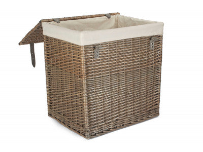 Basket, SIZE 2 - BOUTIQUE ANTIQUE WASH STORAGE LAUNDRY HAMPER with LINING