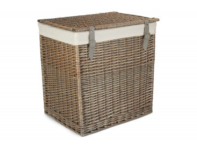 Basket, SIZE 2 - BOUTIQUE ANTIQUE WASH STORAGE LAUNDRY HAMPER with LINING