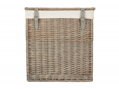 Basket, SIZE 2 - BOUTIQUE ANTIQUE WASH STORAGE LAUNDRY HAMPER with LINING