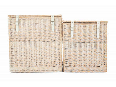 Basket, Set of 2 WHITE WASH VINTNER STORAGE HAMPER 