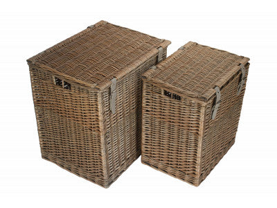 Basket, Set of 2 ANTIQUE WASH VINTNER STORAGE HAMPER 
