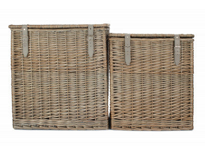 Basket, Set of 2 ANTIQUE WASH VINTNER STORAGE HAMPER 