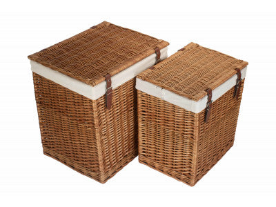 Basket, BOUTIQUE DOUBLE STEAMED STORAGE LAUNDRY HAMPER with LINING SET 2 