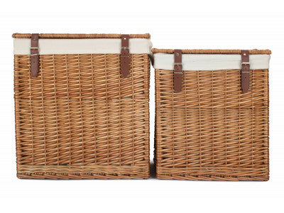 Basket, BOUTIQUE DOUBLE STEAMED STORAGE LAUNDRY HAMPER with LINING SET 2 