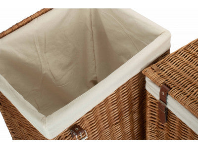 Basket, BOUTIQUE DOUBLE STEAMED STORAGE LAUNDRY HAMPER with LINING SET 2 