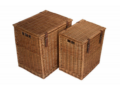 Basket, Set of 2 DOUBLE STEAMED VINTNER STORAGE HAMPER 