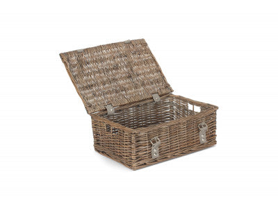 Basket, 14 inch EMPTY WICKER HAMPER BASKET - ANTIQUE WASH - UNLINED