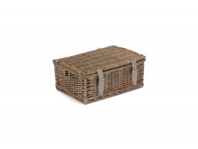 Basket, 14 inch EMPTY WICKER HAMPER BASKET - ANTIQUE WASH - UNLINED