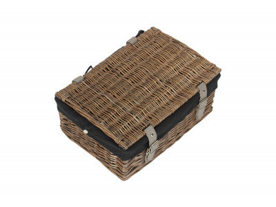 Basket, 14 inch EMPTY WICKER HAMPER BASKET - ANTIQUE WASH - BLACK LINING