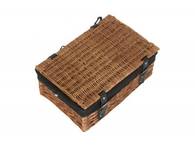 Basket, 14 inch EMPTY WICKER HAMPER BASKET - DOUBLE STEAMED - BLACK LINING