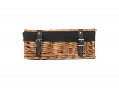 Basket, 14 inch EMPTY WICKER HAMPER BASKET - DOUBLE STEAMED - BLACK LINING