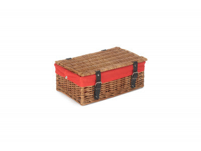 Basket, 14 inch EMPTY WICKER HAMPER BASKET - DOUBLE STEAMED - RED LINING