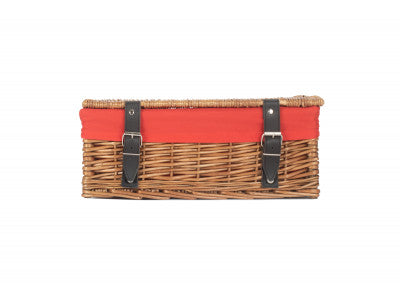 Basket, 14 inch EMPTY WICKER HAMPER BASKET - DOUBLE STEAMED - RED LINING