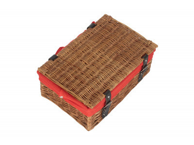 Basket, 14 inch EMPTY WICKER HAMPER BASKET - DOUBLE STEAMED - RED LINING