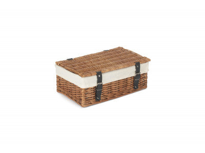 Basket, 14 inch EMPTY WICKER HAMPER BASKET - DOUBLE STEAMED - WHITE LINING