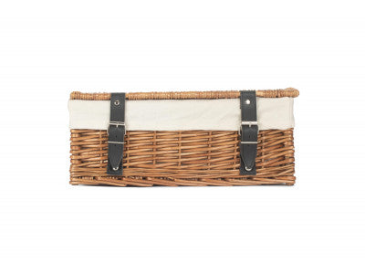 Basket, 14 inch EMPTY WICKER HAMPER BASKET - DOUBLE STEAMED - WHITE LINING