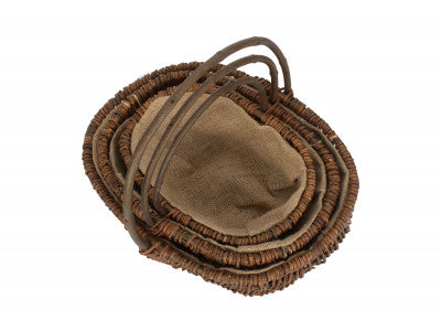 Basket, Set of 3 OVAL UNPEELED WILLOW GARDEN TRUG 